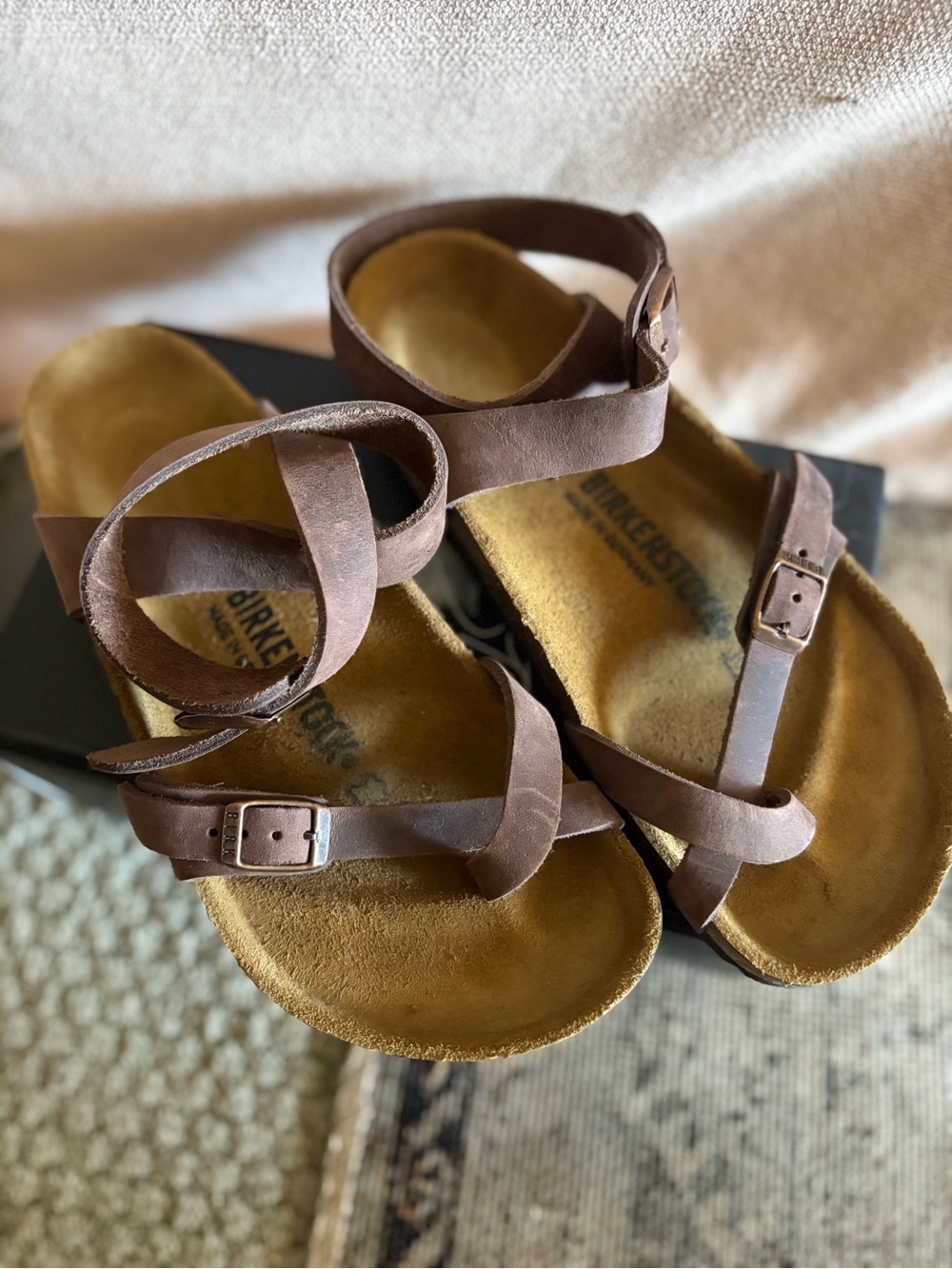 Birkenstock Brown Nubuck Ankle-Strap Sandals